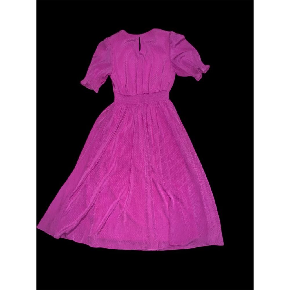 DKNY Women's Fuchsia Puff Sleeve V-Neck Midi - Picture 9 of 16